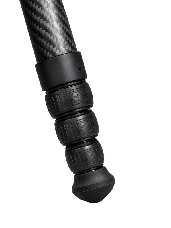 Zenelli rubber foot installed on carbon fiber tripod leg for stable ground contact