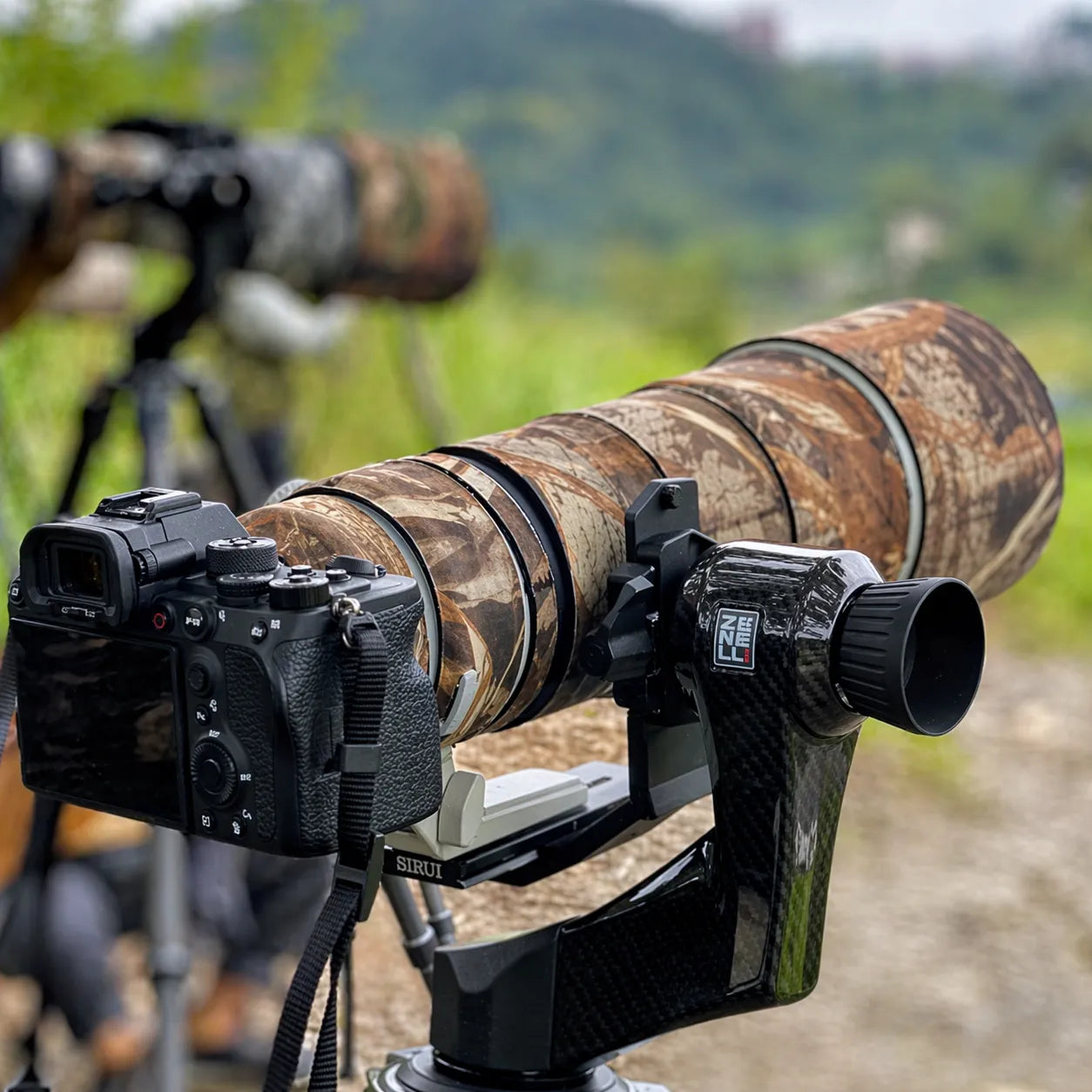 zenelli tripod and gimbal system for stable telephoto photography setup