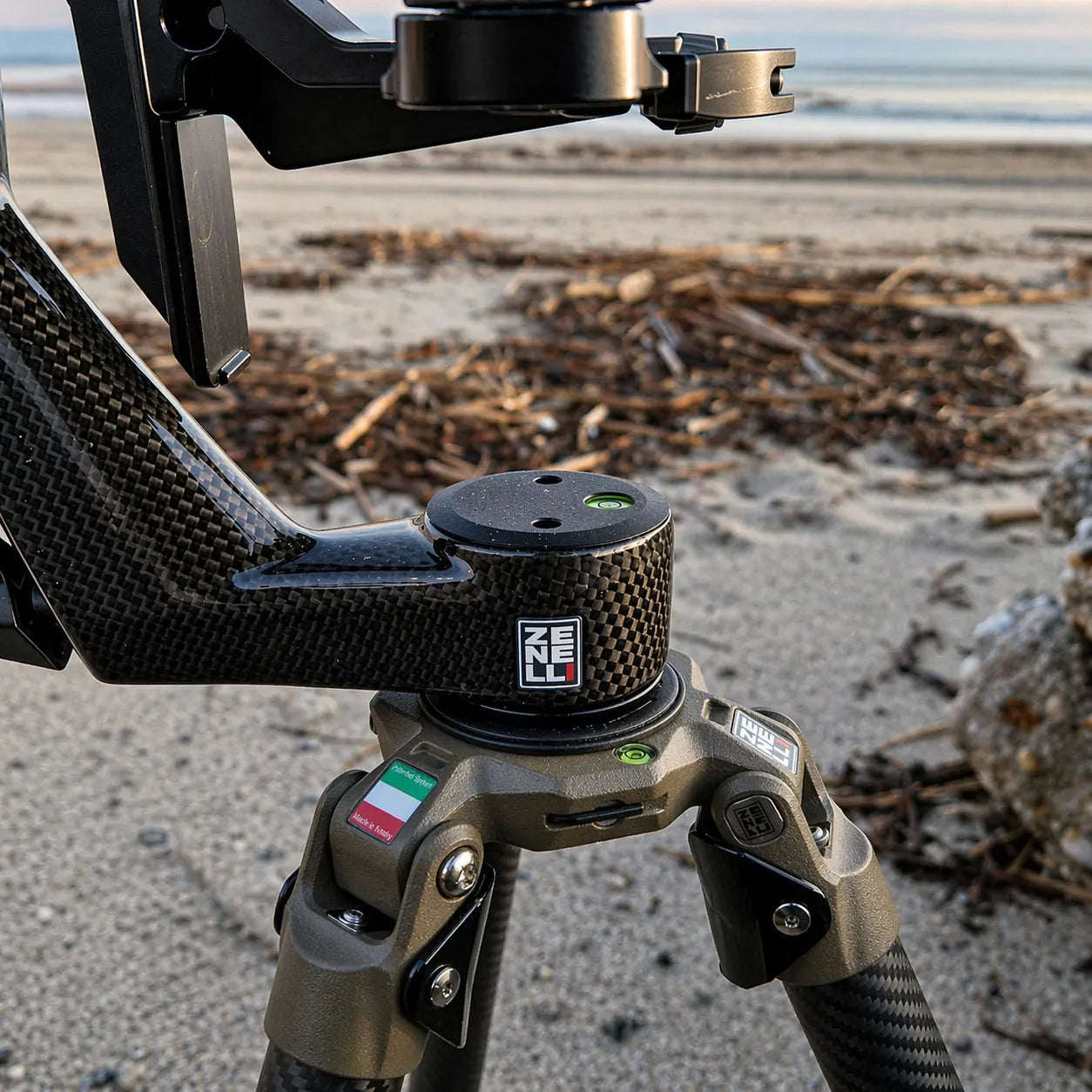 professional photography gear zenelli with tripod and gimbal head setup