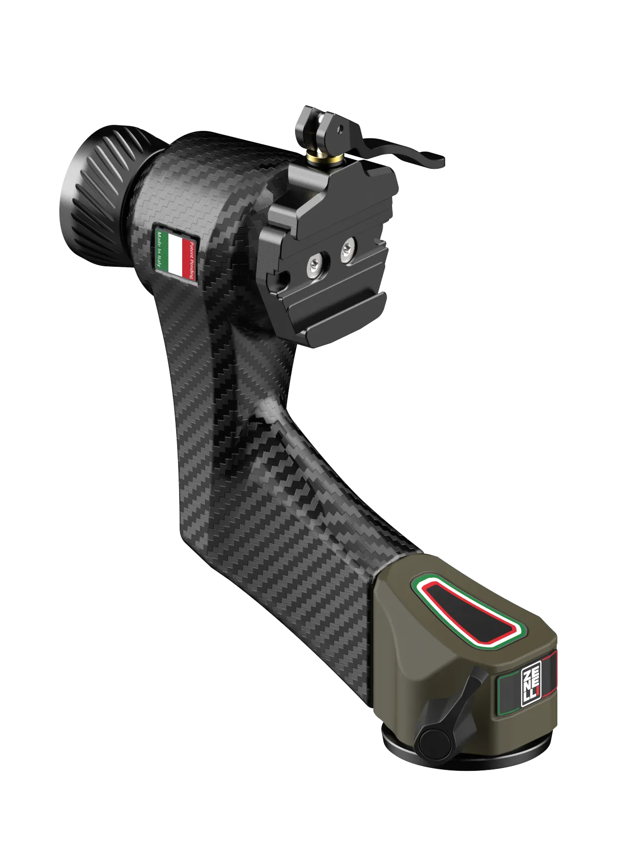 ZC compact gimbal head setup on monopod with long telephoto lens