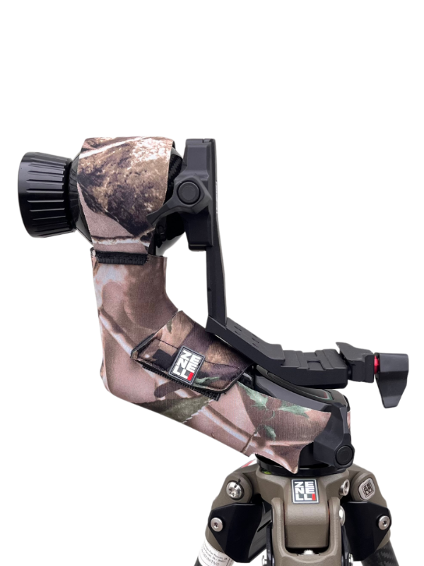 camouflage cover for gimbal head protection and stealth in wildlife photography