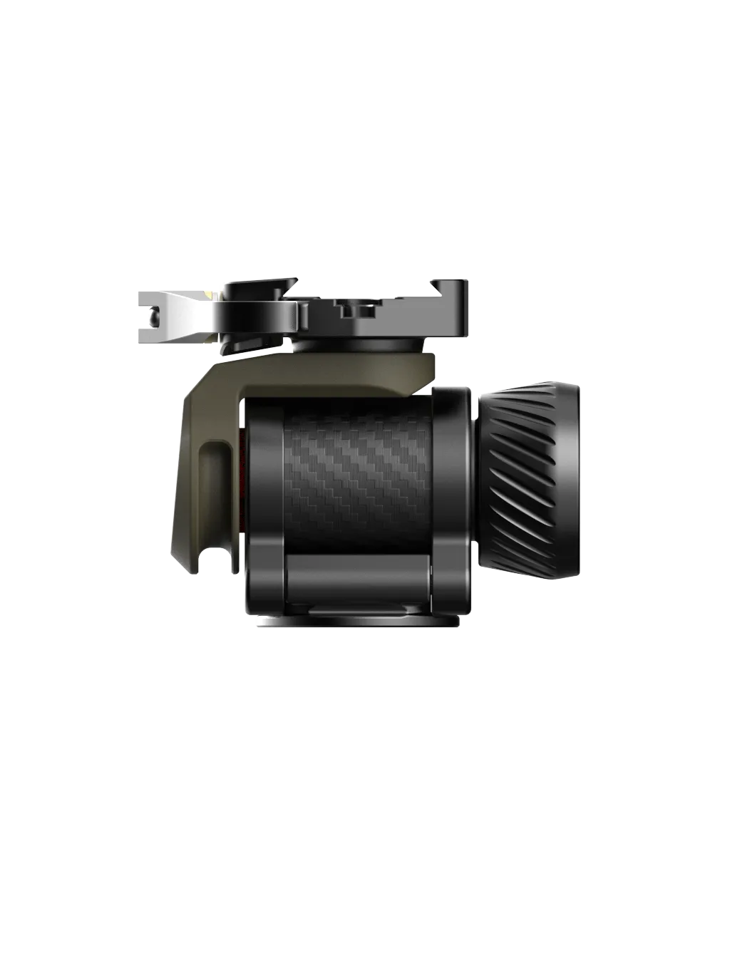 Side view of the Carbon MH monopod head and its tilt mechanism