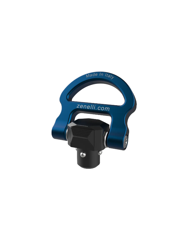 qd system detail showing side button safety lock and metal construction